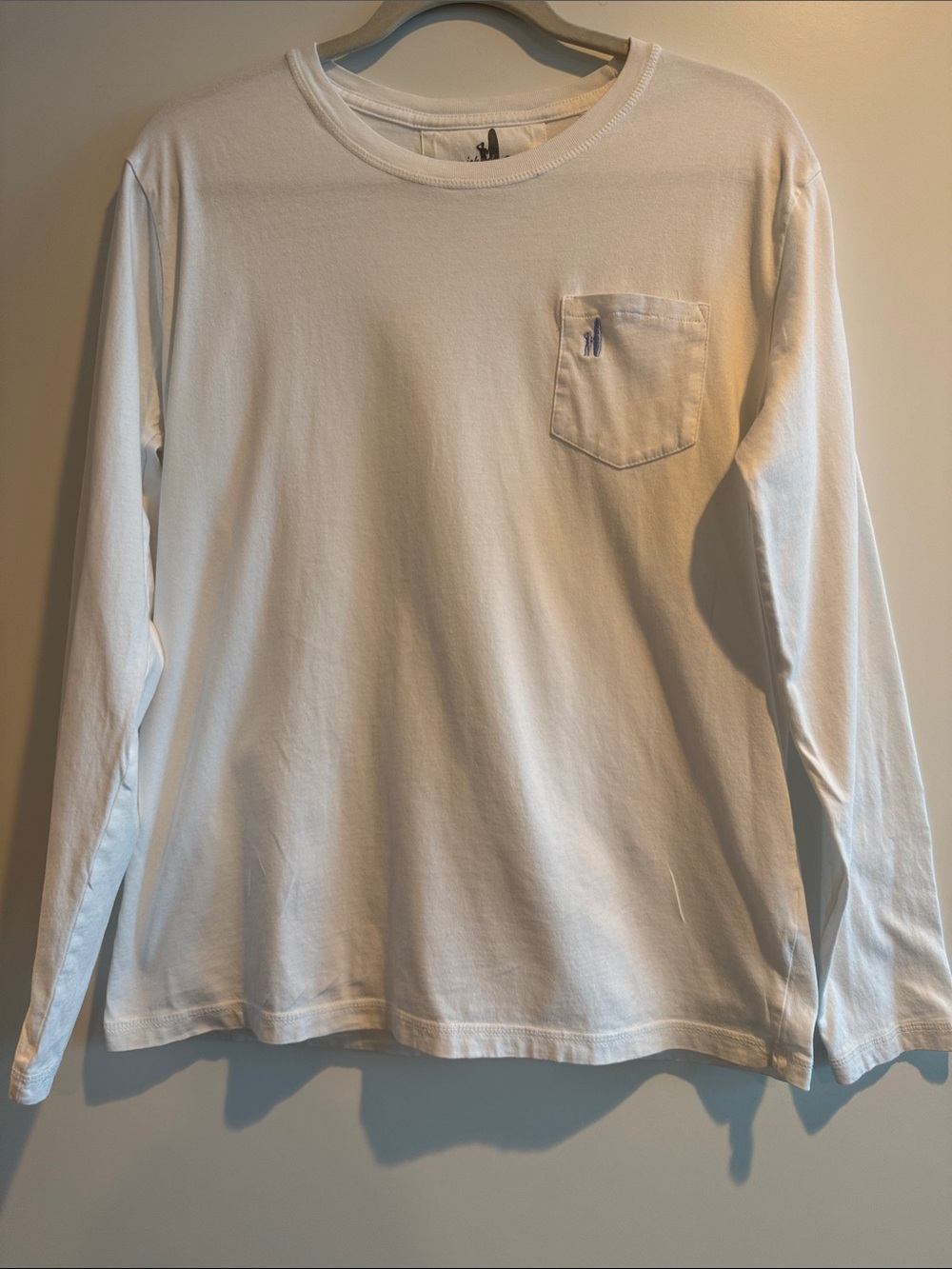 Boys Johnny-O White Long Sleeve Pocket Tee.